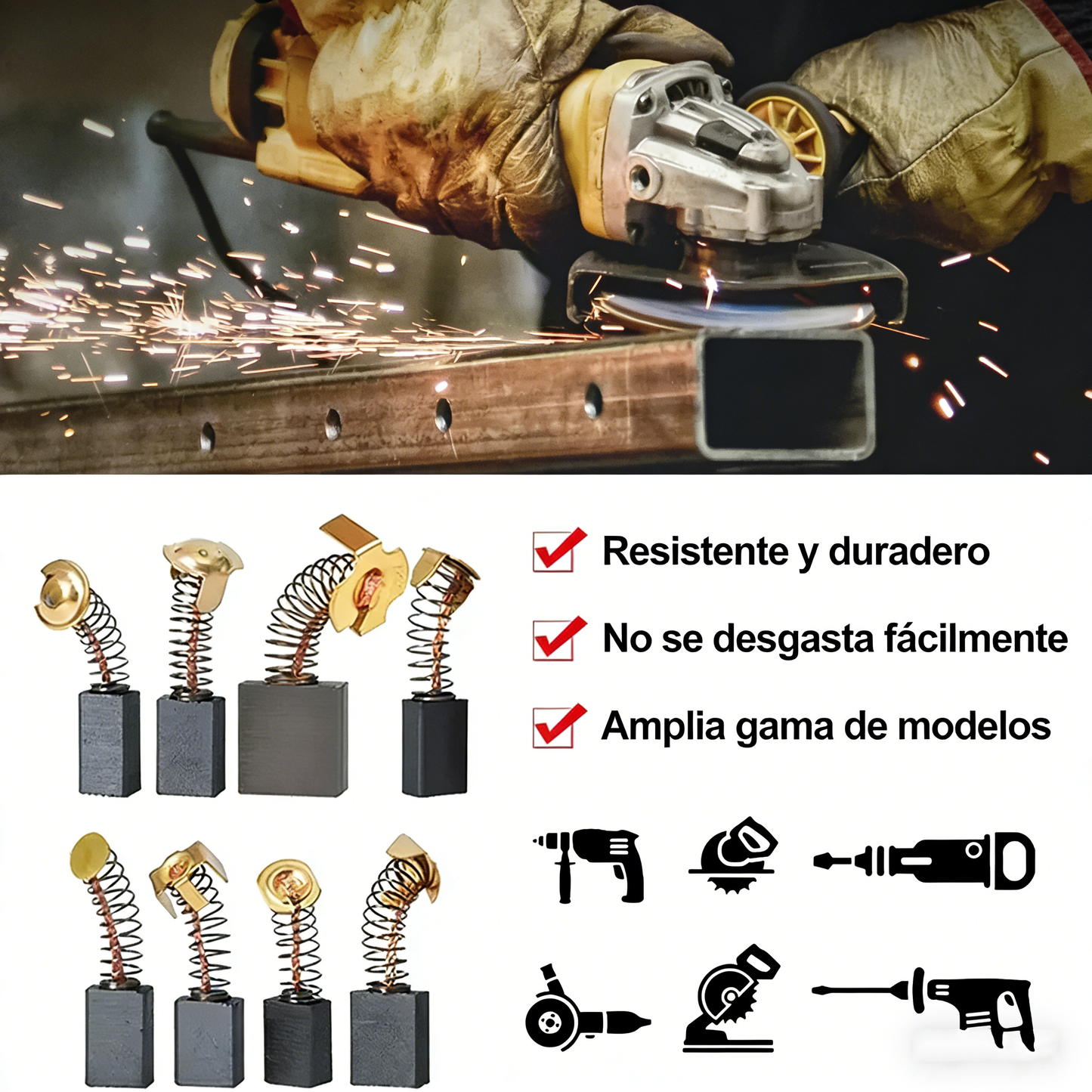 ⚙️🔧 Juego de Escobillas de Carbón para Herramientas Eléctricas – Compatibles y Duraderas | ¡Compra Más y Ahorra Más! 💥💰