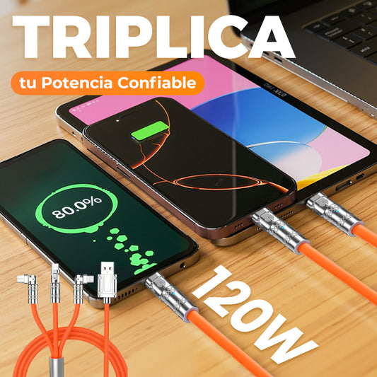 Cable de Carga Rápida 3 en 1 de 120 W con Giro de 180°