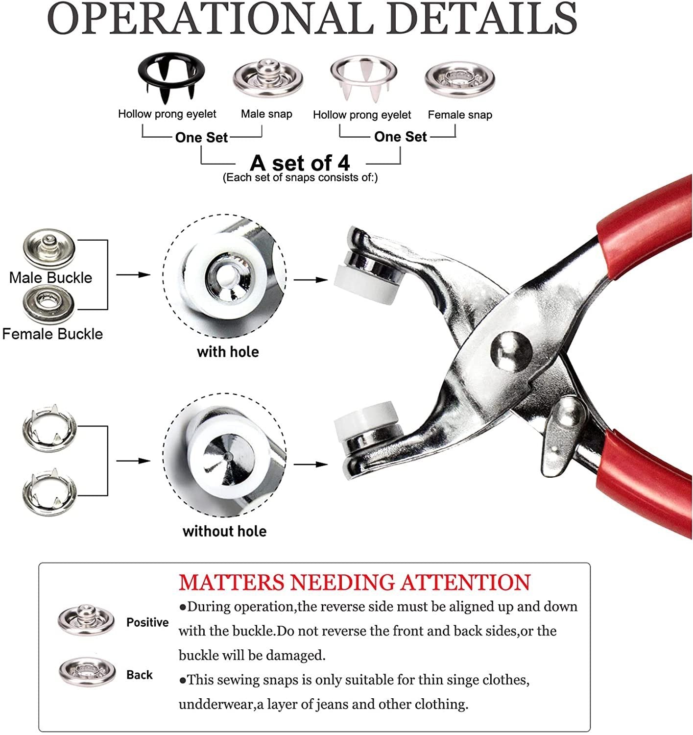 🔧✨ Juego de Botones a Presión de Metal con Alicates de Sujeción – Herramienta Práctica y Resistente para Reparaciones y Proyectos DIY 🛠️🌟