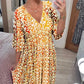 👗Vestido holgado con cuello en V y estampado