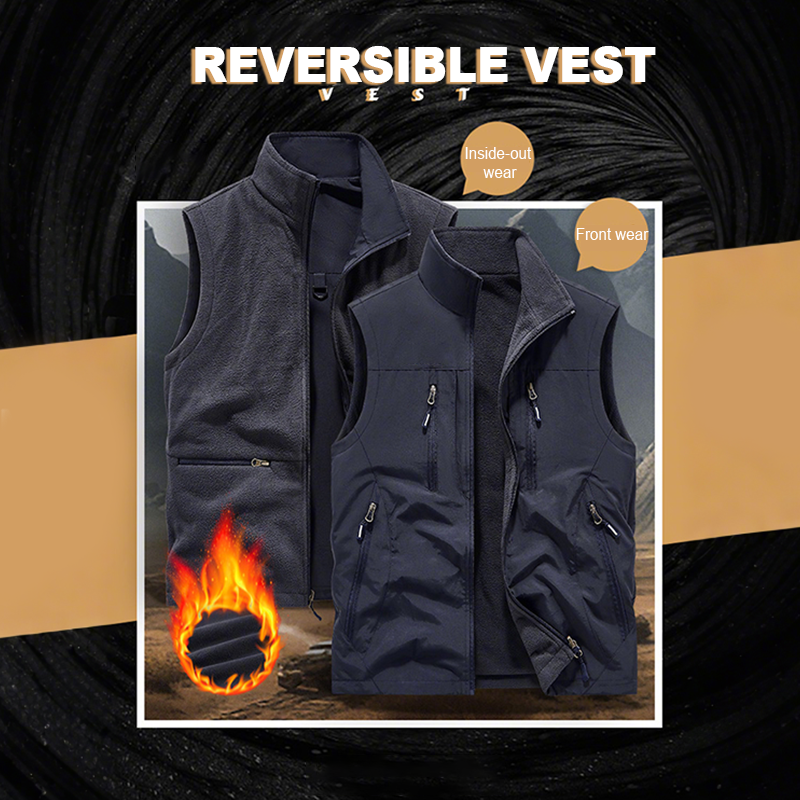 Chaqueta chaleco sin mangas extragrande para hombre con bolsillos