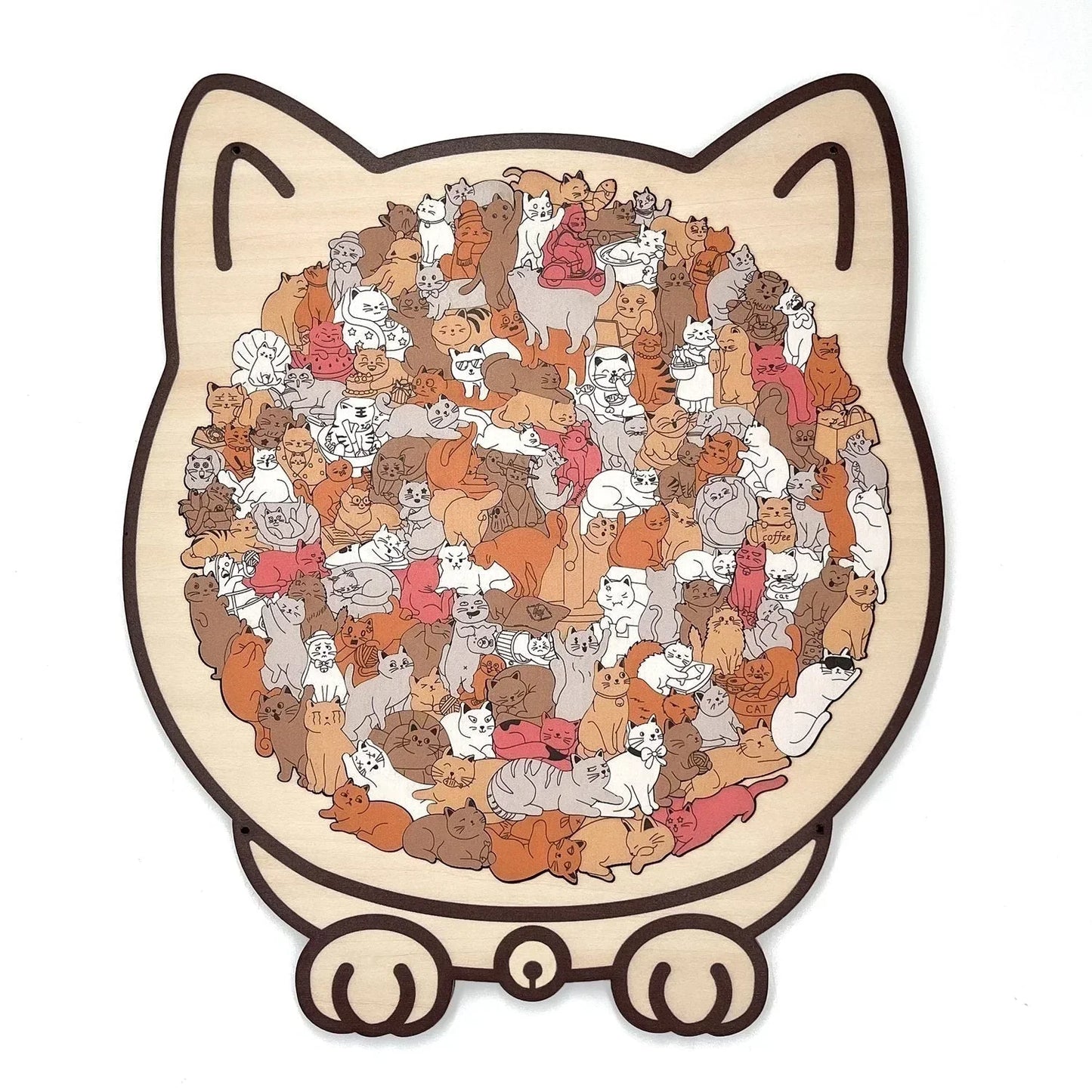 🎁Oferta de Navidad 50% de descuento🎅Rompecabezas de madera Morandi-Color de 135 piezas con forma de gato