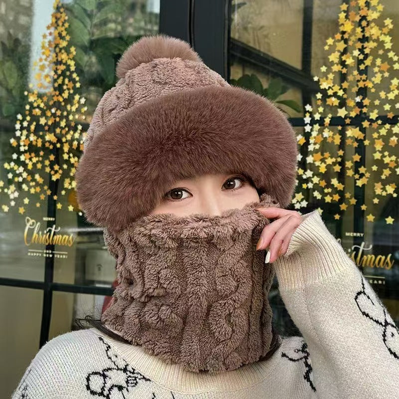❄️Especiales de invierno❄️Bufanda y gorro de felpa abrigados y resistentes al viento para mujer