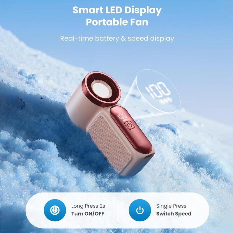 Mini ventilador de mano con pantalla LED – 👍 Ventilador de bolsillo con 5 velocidades turbo. ✨ Recargable por USB, refrigeración de alta velocidad para viajes y maquillaje. Regalo perfecto. Refrigeración portátil.