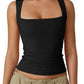 🎀Compra 1 y llévate 1 gratis🎀Camiseta sin mangas con cuello cuadrado para mujer: suave, elástica y elegante