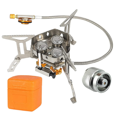 ⛺ ¡50% DE DESCUENTO POR TIEMPO LIMITADO! ✨ Hornillo de gas para camping – 5800W, encendido piezoeléctrico, resistente al viento 🔥