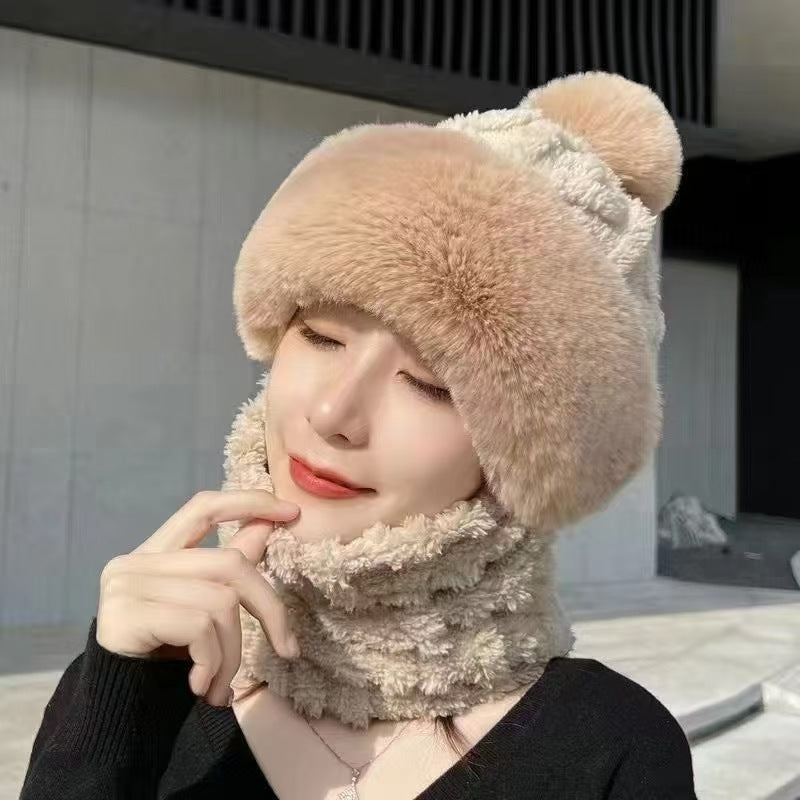 ❄️Especiales de invierno❄️Bufanda y gorro de felpa abrigados y resistentes al viento para mujer