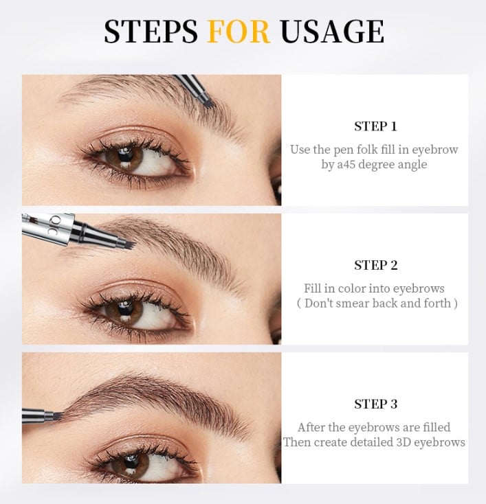 💥COMPRA 1 RECIBE 1 GRATIS🎉Lápiz de cejas de alta calidad 3D impermeable microblading 4 punta de tenedor lápiz de tatuaje