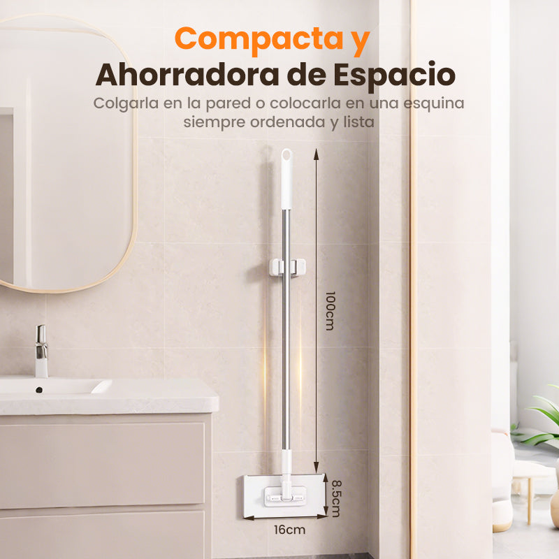 🏆Oferta especial: 60 % de descuento 🔥 Mopa plana con mango de acero inoxidable y paños lavables reutilizables