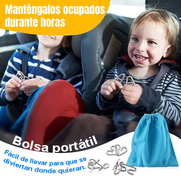 🔥 50% DE DESCUENTO ! 🧩 Anillo Rompecabezas de Metal (8 Piezas) - Desafío Mental con Instrucciones y Solución Incluidas, Ideal para Regalo 🎁✨
