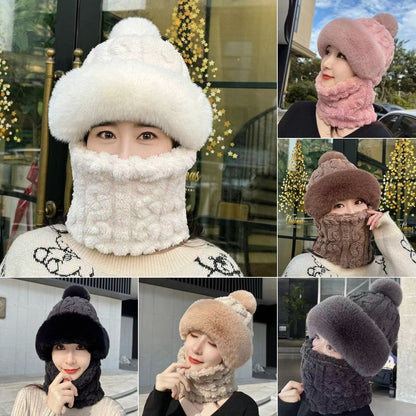 ❄️Especiales de invierno❄️Bufanda y gorro de felpa abrigados y resistentes al viento para mujer