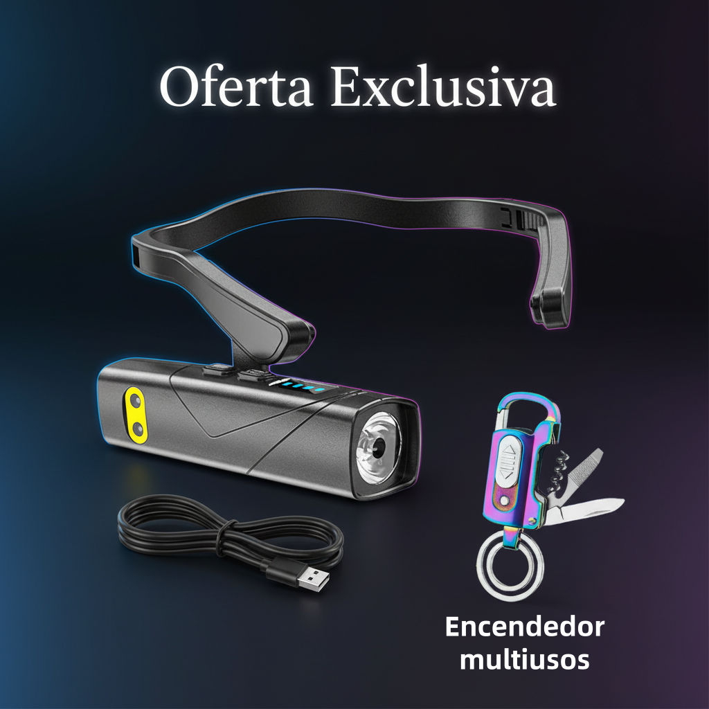 🔥Linterna frontal LED recargable y ligera para usar en la oreja