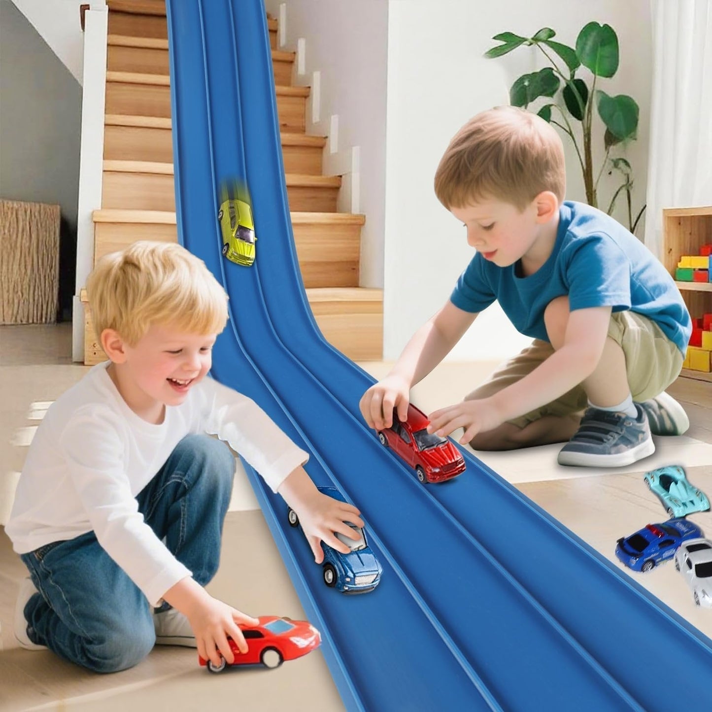 🎁Oferta especial de Navidad: 50 % de descuento🎅🏎️Pista de carreras con ventosas para coches de aleación para niños DIY