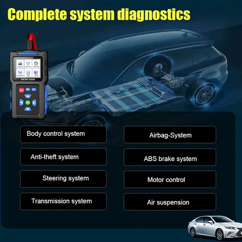 Comprobador de baterías de coche BT100, comprobador de carga de 12 V