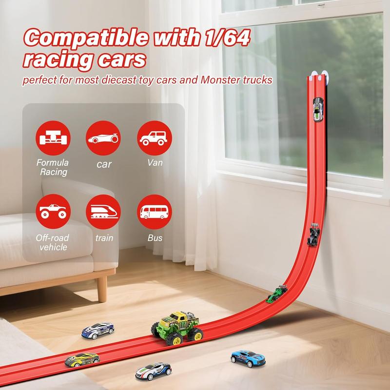 🎁Oferta especial de Navidad: 50 % de descuento🎅🏎️Pista de carreras con ventosas para coches de aleación para niños DIY