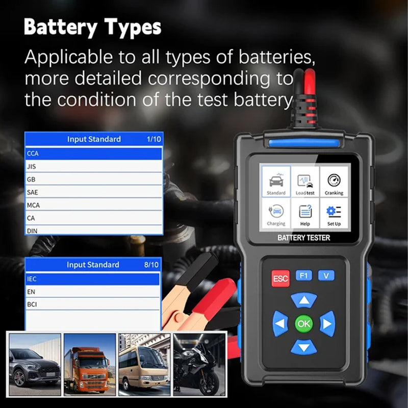 Comprobador de baterías de coche BT100, comprobador de carga de 12 V
