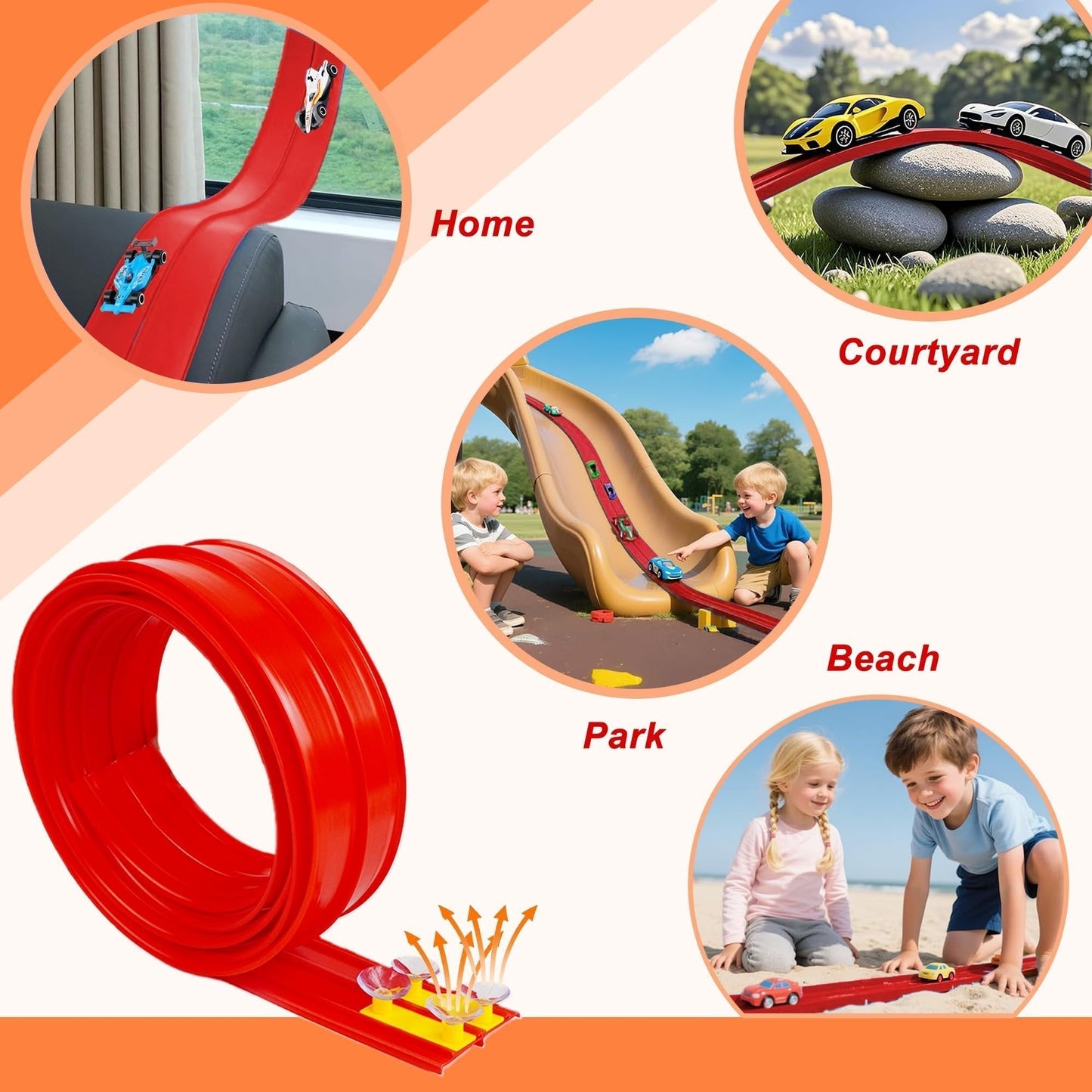 🎁Oferta especial de Navidad: 50 % de descuento🎅🏎️Pista de carreras con ventosas para coches de aleación para niños DIY