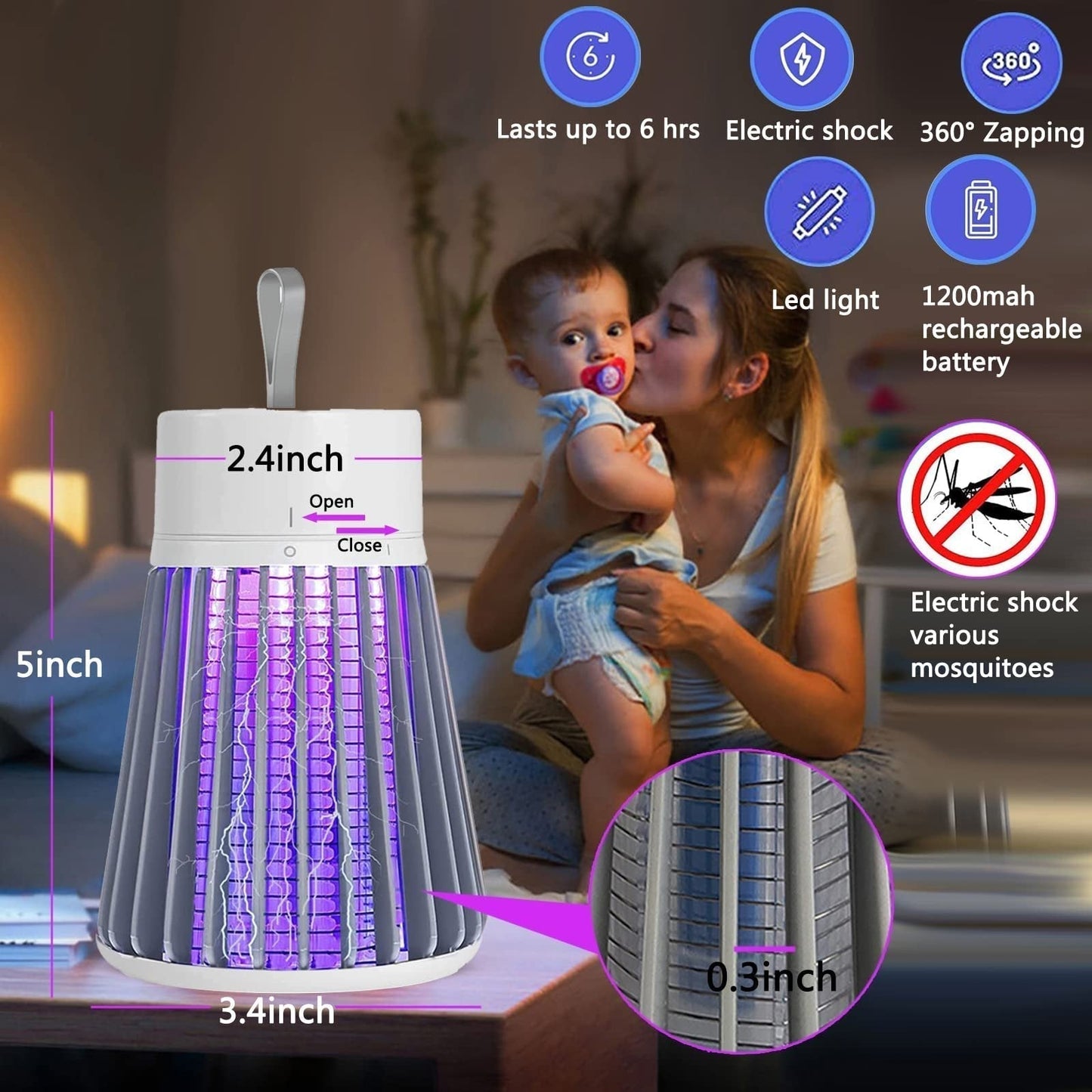 🔥Promoción de verano🦟Lámpara portátil USB/recargable para mosquitos y moscas, para interiores y exteriores.