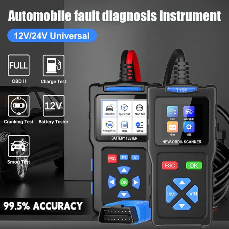 Comprobador de baterías de coche BT100, comprobador de carga de 12 V