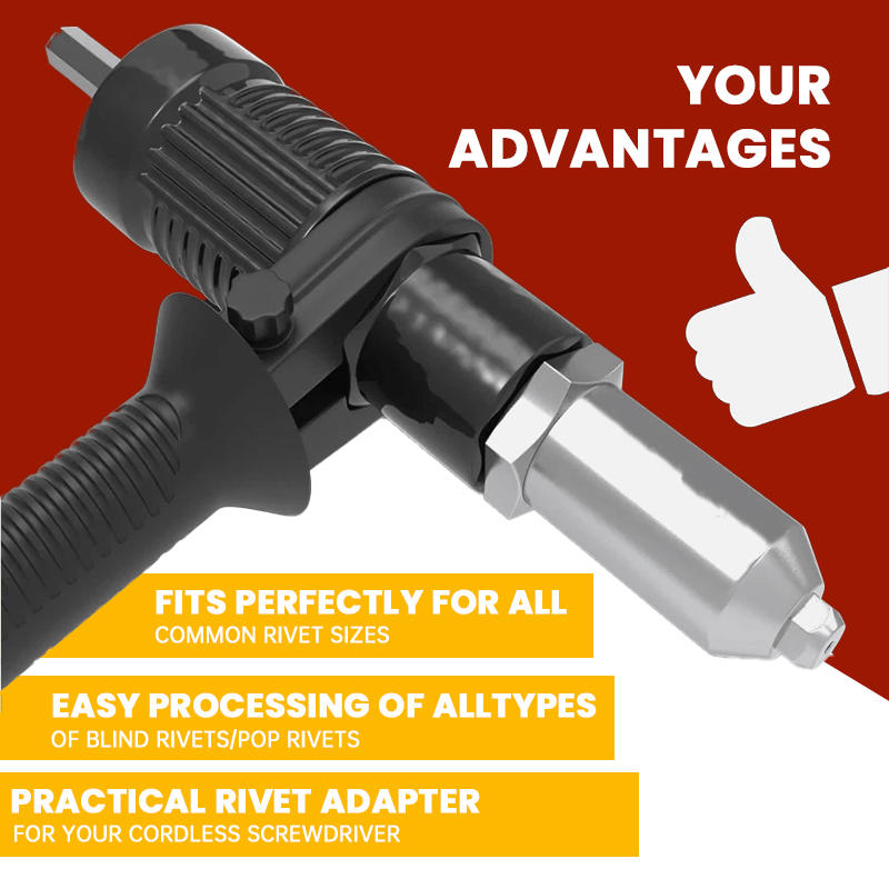 Adaptador para pistola eléctrica de remaches de calidad profesional – Convierte tu taladro en una bestia para remachar