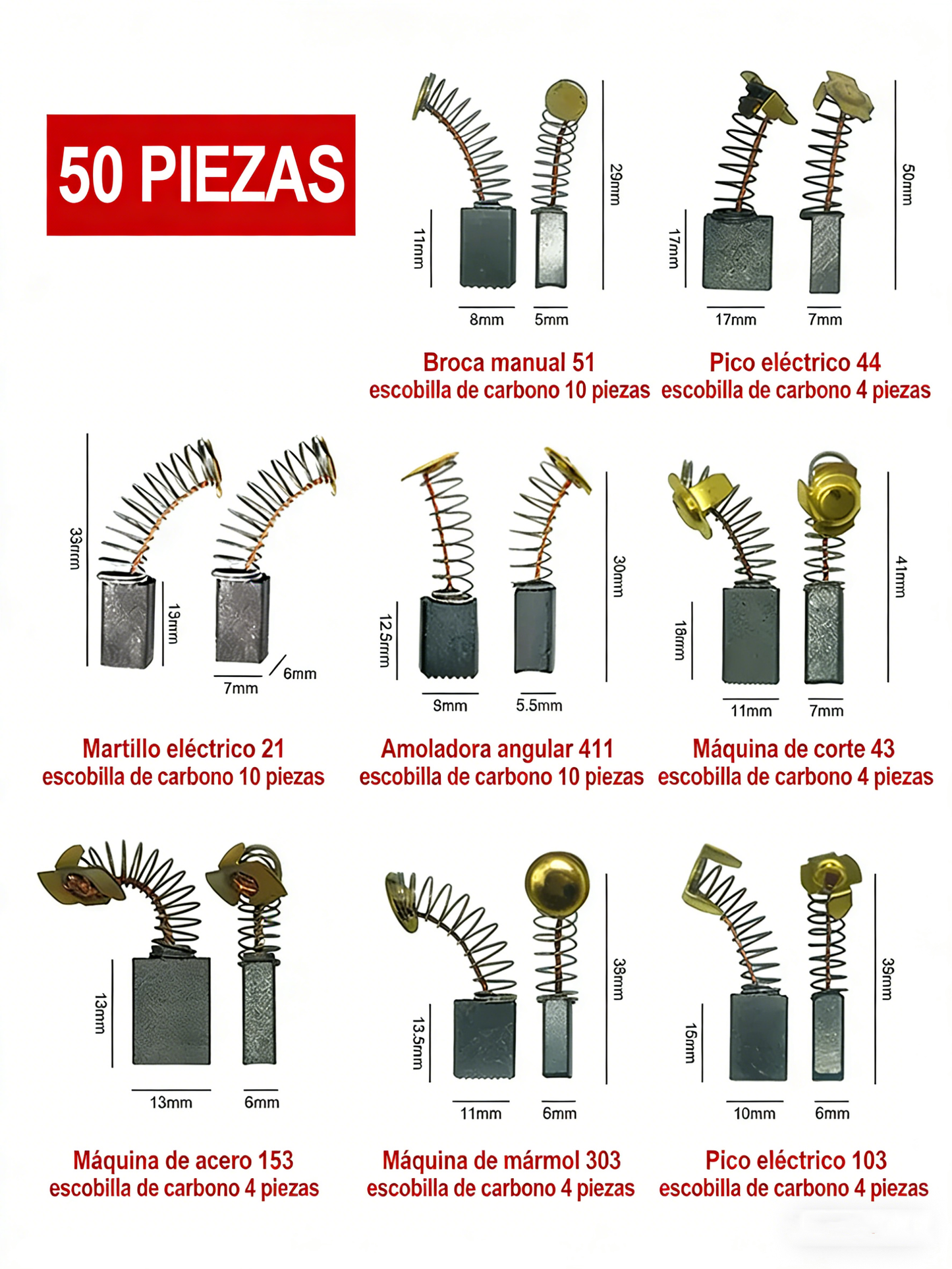 ⚙️🔧 Juego de Escobillas de Carbón para Herramientas Eléctricas – Compatibles y Duraderas | ¡Compra Más y Ahorra Más! 💥💰