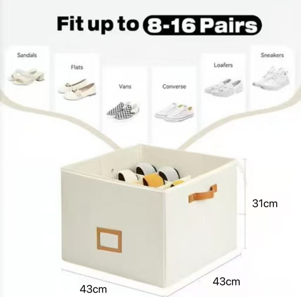 👟 Caja organizadora de zapatos de tela – Diseño plegable, gran capacidad, a prueba de polvo y transpirable, ahorra espacio para el armario y el dormitorio 🧺