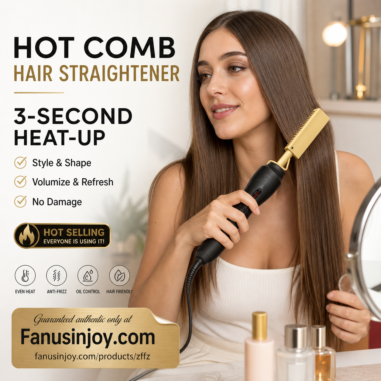 ✨️Amazing Discount on 🔥2026 New Arrival！🎁💇‍♀️Heats in 3 Seconds & Shapes in 5 Seconds！👱‍♀️Create Perfect Hairstyles Quickly！✨️Portable Electric Hair Straightening and Curling Comb