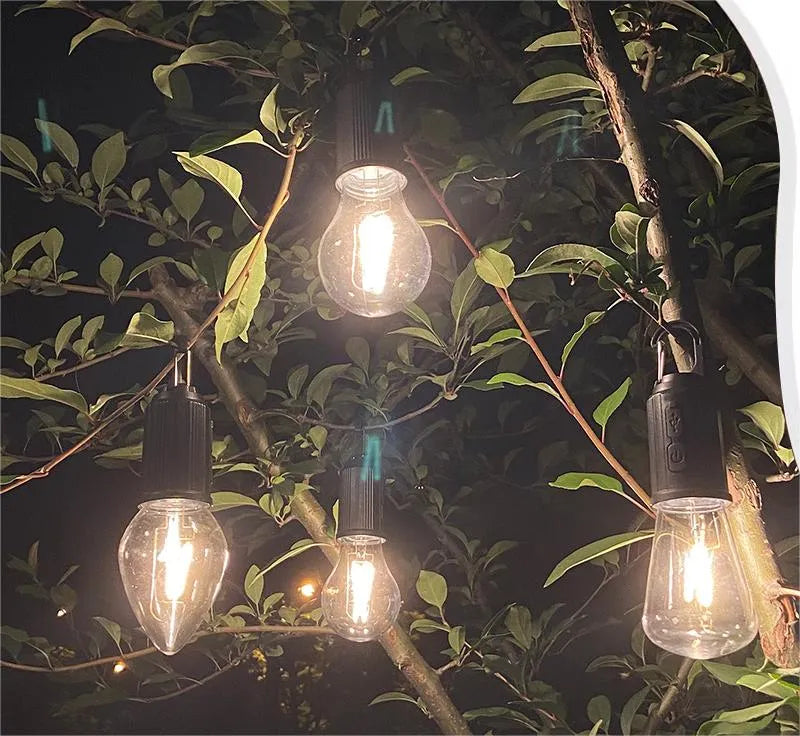 Decoración de iluminación de bombilla Retro de carga Tipo-C colgante para acampar al aire libre