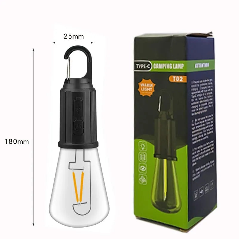 Decoración de iluminación de bombilla Retro de carga Tipo-C colgante para acampar al aire libre