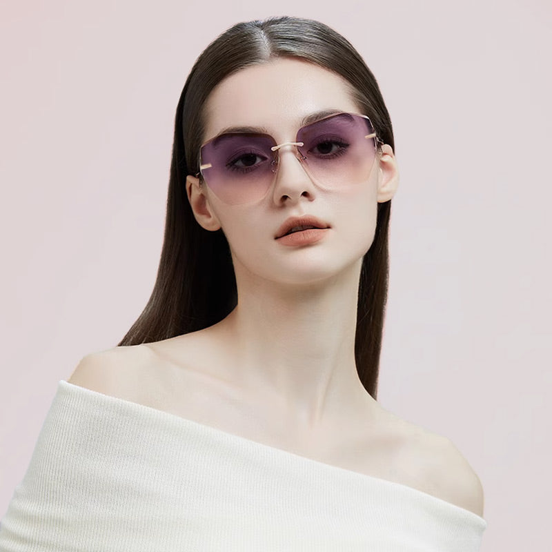 Gafas de sol polarizadas sin montura con protección UV a la moda