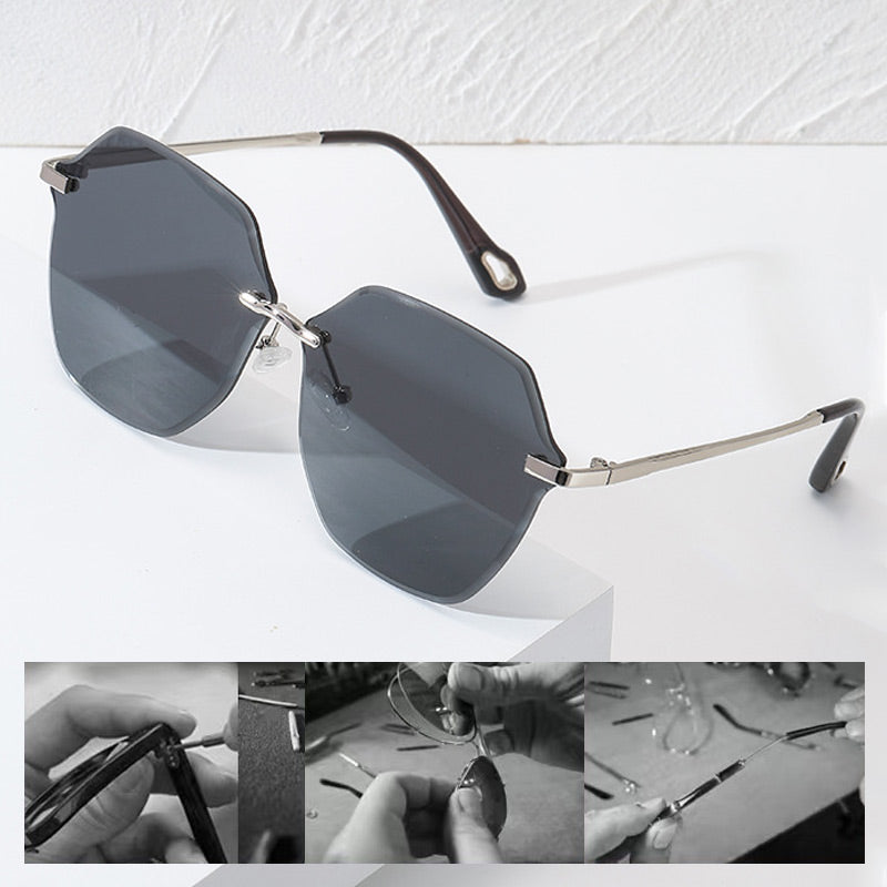 Gafas de sol polarizadas sin montura con protección UV a la moda