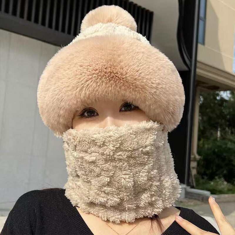 ❄️Especiales de invierno❄️Bufanda y gorro de felpa abrigados y resistentes al viento para mujer