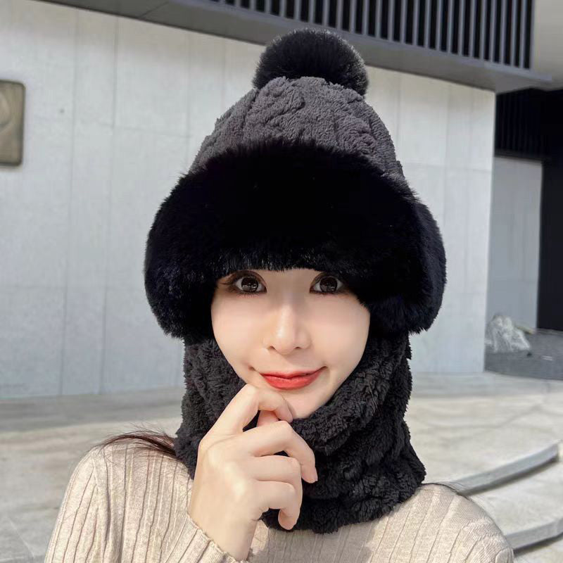 ❄️Especiales de invierno❄️Bufanda y gorro de felpa abrigados y resistentes al viento para mujer