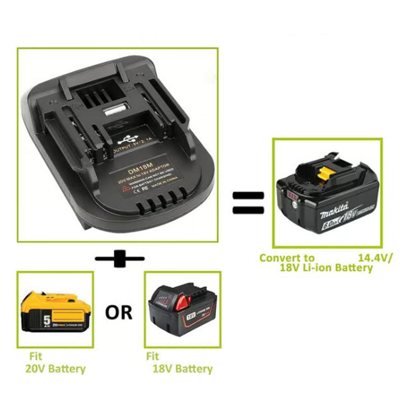 🔋  Adaptador para Batería de Litio 18V - Compatible con Herramientas de Múltiples Marcas, Mayor Autonomía y Ligero 🛠️📦