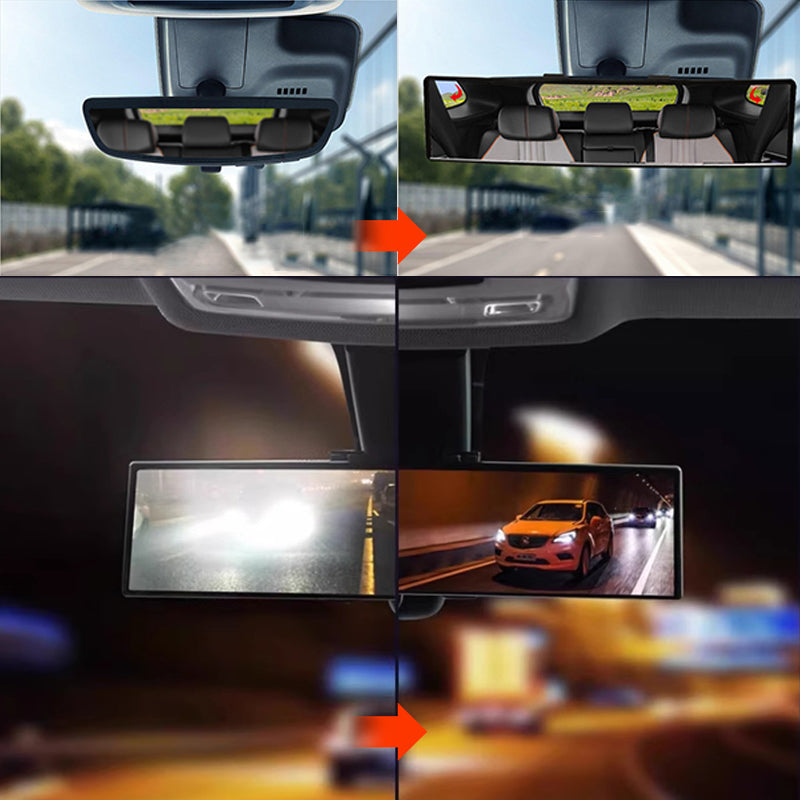 🚗👁️ Espejo retrovisor curvo ancho para automóvil: visión gran angular, fácil instalación y ajuste universal (¡conducción segura con mayor visibilidad!)
