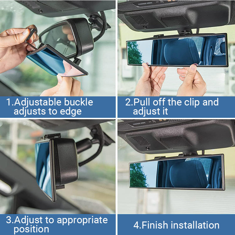 🚗👁️ Espejo retrovisor curvo ancho para automóvil: visión gran angular, fácil instalación y ajuste universal (¡conducción segura con mayor visibilidad!)
