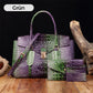 Women's Crossbody Bag with Handle and Crocodile Embossing - 3 Pieces/Set
