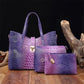 3-piece bag set with color gradient and crocodile embossing