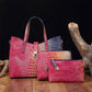 3-piece bag set with color gradient and crocodile embossing