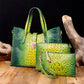 3-piece bag set with color gradient and crocodile embossing