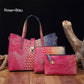 3-piece bag set with color gradient and crocodile embossing