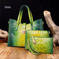 3-piece bag set with color gradient and crocodile embossing
