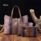 3-piece bag set with color gradient and crocodile embossing