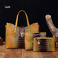 3-piece bag set with color gradient and crocodile embossing
