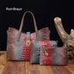 3-piece bag set with color gradient and crocodile embossing
