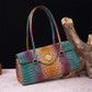 Fashionable vintage ladies handbag with crocodile embossing made of PU leather