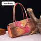 Fashionable vintage ladies handbag with crocodile embossing made of PU leather