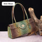 Fashionable vintage ladies handbag with crocodile embossing made of PU leather