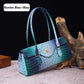 Fashionable vintage ladies handbag with crocodile embossing made of PU leather