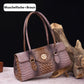 Fashionable vintage ladies handbag with crocodile embossing made of PU leather
